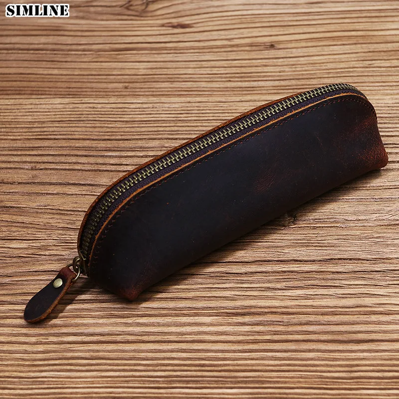 Пенал SIMLINE из натуральной кожи для мужчин и женщин Винтажный Длинный кошелек