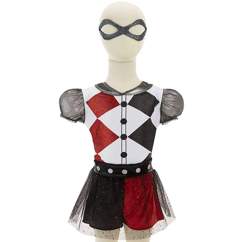 Платье для девочек с супергероем Harley Quinn повседневная одежда детский