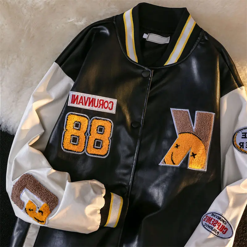 

FAKUNTN Hip-hop Harajuku Bomber Jackets Men's Couple Baseball Jacket Women Coat 2021 Autumn Unisex Boyfriend Style Varsity
