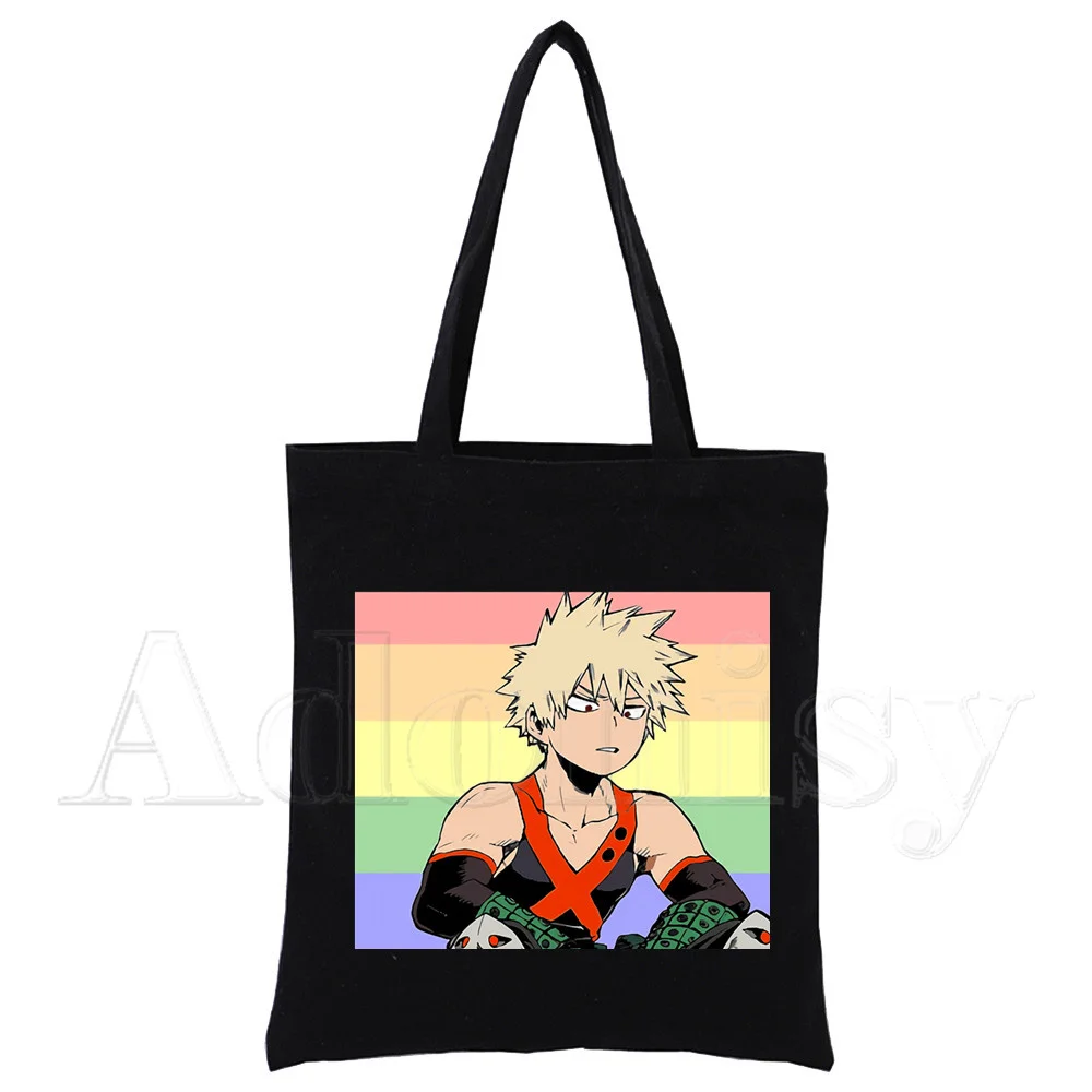 

Bakugou Женская Складная Холщовая Сумка через плечо, Холщовая Сумка-тоут, эко-сумка для покупок, Холщовая Сумка-тоут, Повседневная сумка, Черная