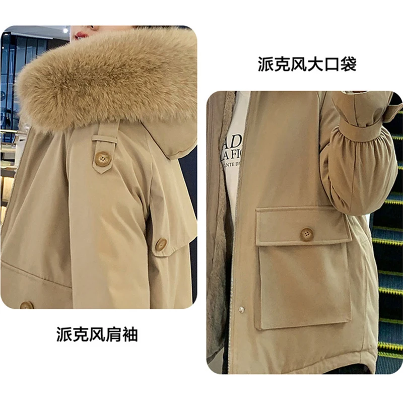 

2020 Large Collar Warm Winter Jacket Female Down Cotton Padded Clothes Women Casual Slim Parka Warm Hooded Outwear Parkas