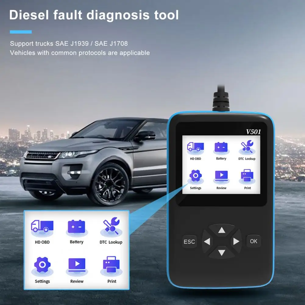 Convenient V501 Diagnostic Scanner Multifunctional engine checker ABS Multilingual Fast Detection OBD2 Truck Code Reader for Car |