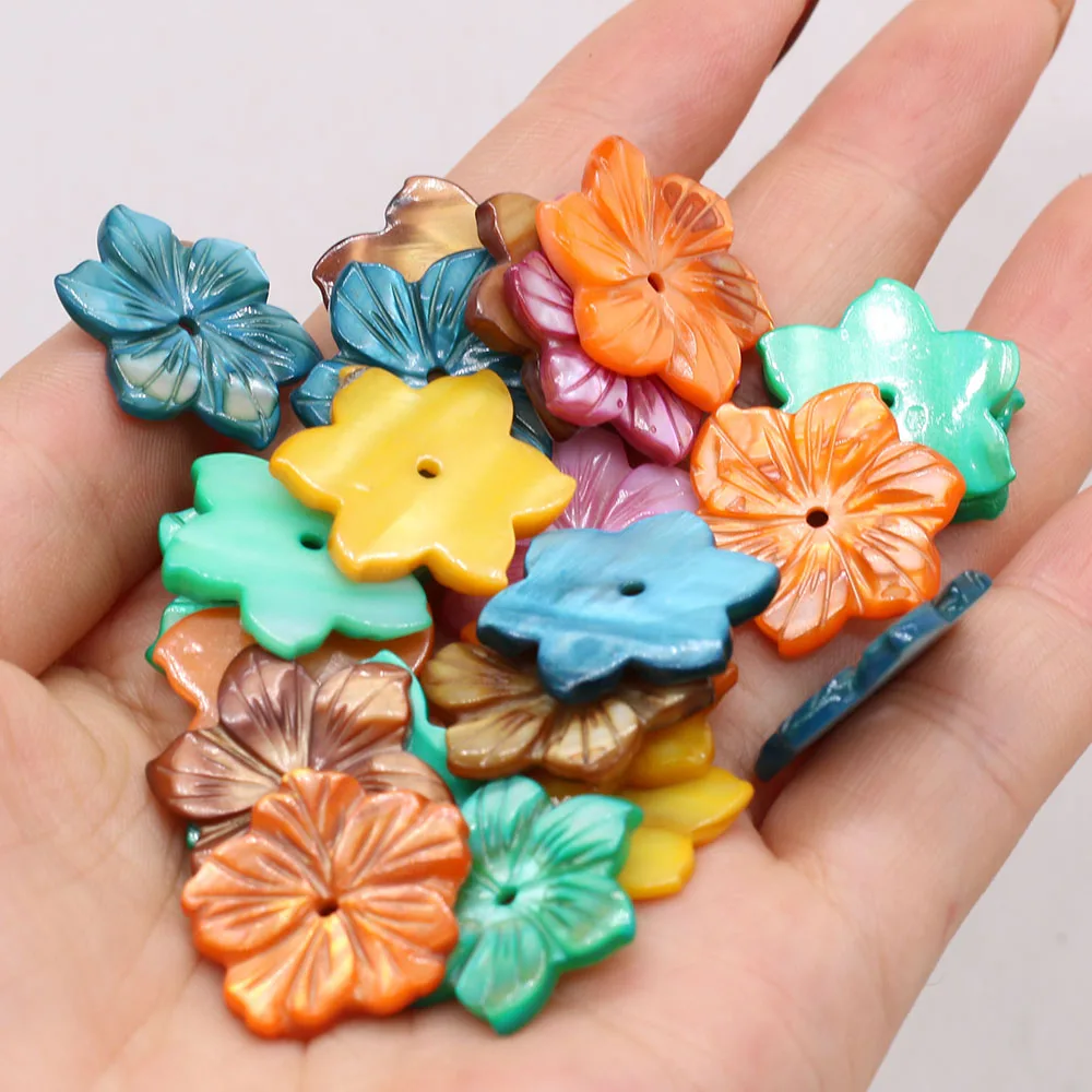 

5Pcs Natural Freshwater Shell Pendant Flower Shape Colorful Beads Charms For Jewelry Making DIY Bracelet Necklace Accessories