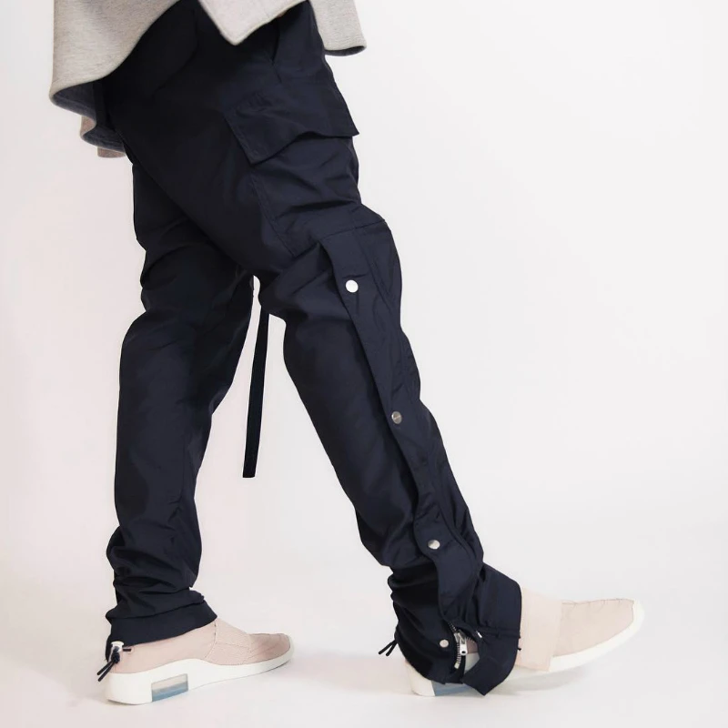 

Latest TOP High Street japan Hip-hop style Men Side Snap Zipper Cargo Pants Waistband Streetwear