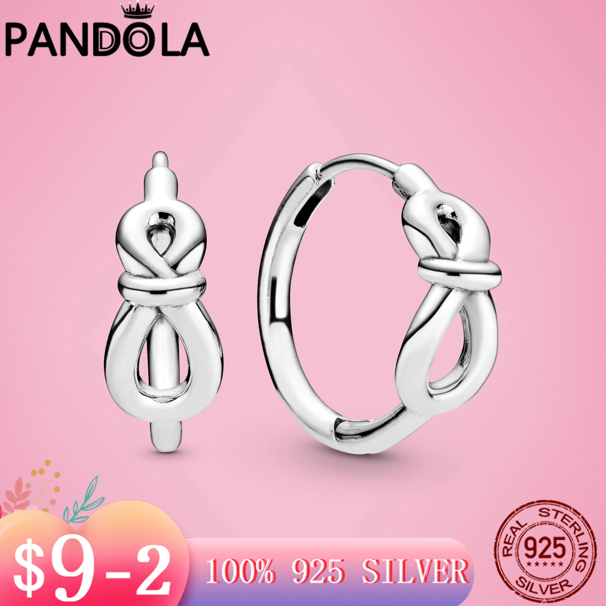 

Женские серьги-кольца из серебра 2021 пробы, с узлом бесконечности