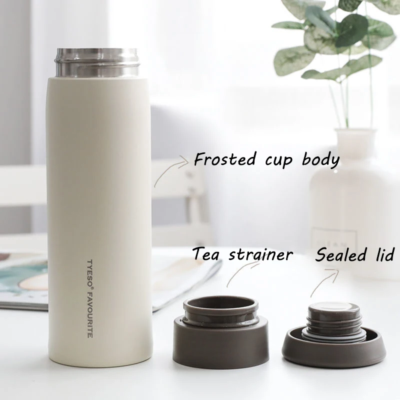 

350/500ml 304 Stainless Steel thermo Vacuum Flask Portable Water Cup Couples Mug Leakproof Simple Student Tea filter bottle