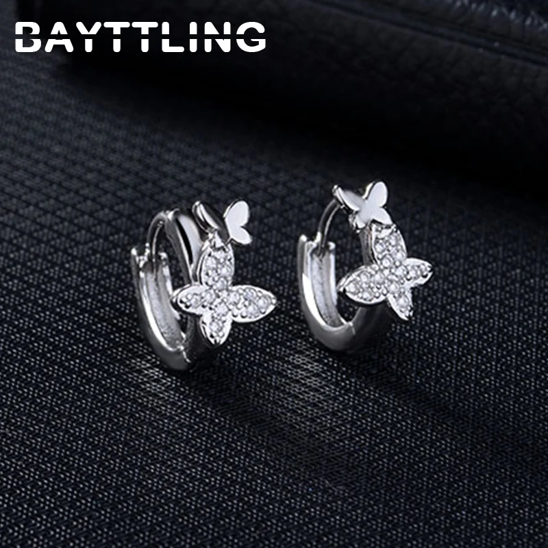 

BAYTTLING 925 Sterling Silver Exquisite AAA Zircon Butterfly Earrings For Women Fashion Luxury Jewelry Couple Gift