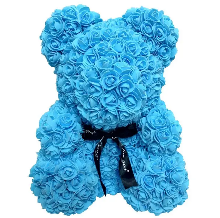 40cm blue bear Дешево 40 см красный медведь Роза плюшевый медведь Роза цветок искусственные украшения Рождественские подарки для женщин подарок на день Святого Валентина - Цвет: 40cm blue bear