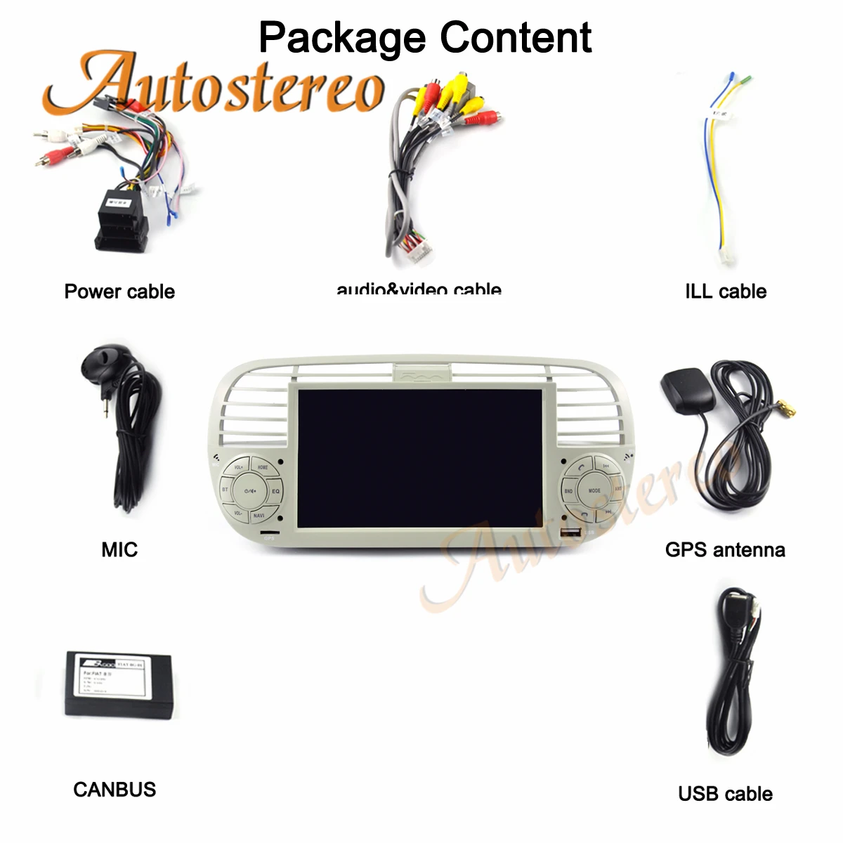 Android 9.0 Car NO DVD Player GPS Navigation For FIAT 500 2007-2014 Multimedia Stereo Head Unit Auto Radio ISP Screen - купить по