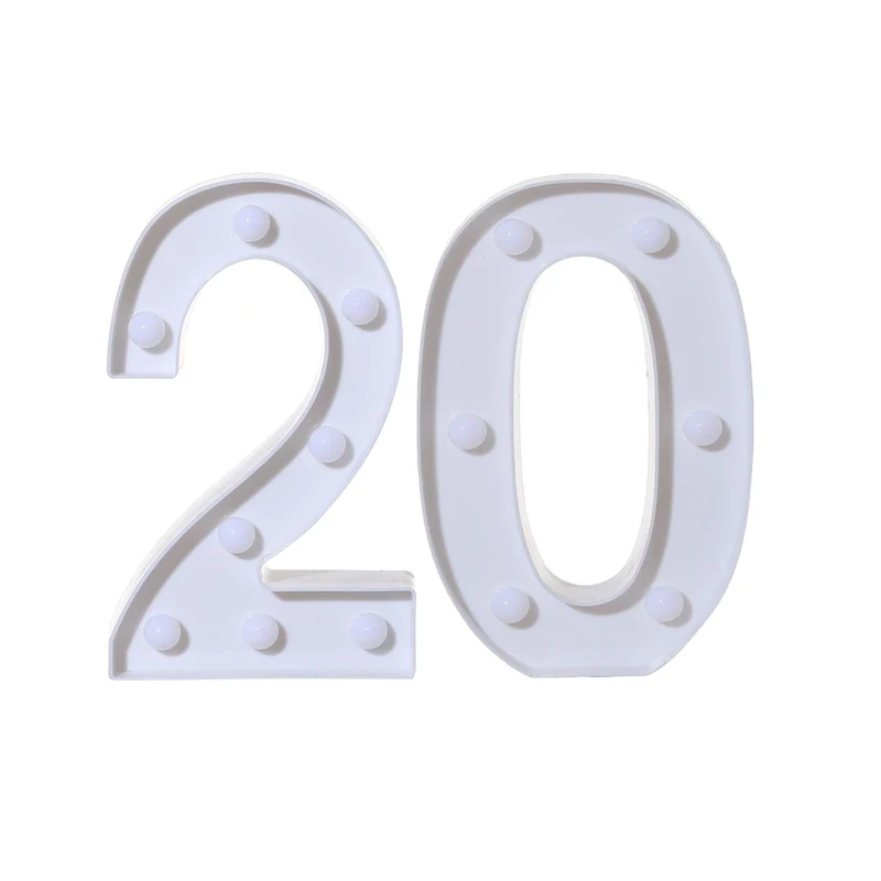Chicinlife 2 шт для взрослых 30/40/50/60 номер светодиодный строка Ночной светильник лампа с днем рождения Юбилей украшения для праздника вечерние поставки - Цвет: 20