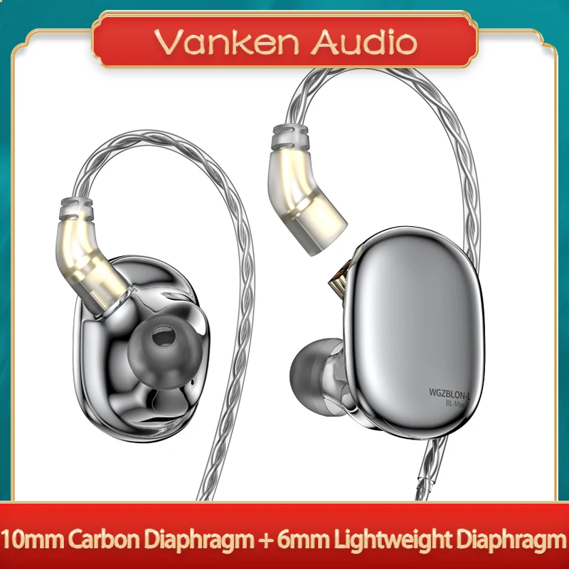 

WGZBLON MAX Dual-dynamic Driver Zinc Alloy Metal Panel HiFi Wired In-ear Earphone Headphone With Silver Cable With Mic