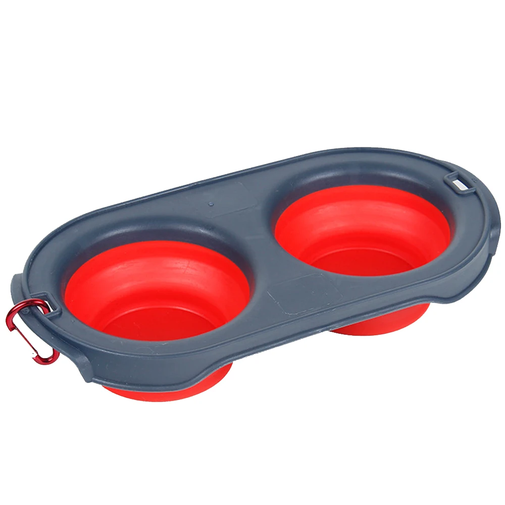 Складная Силиконовая двойная миска для домашних животных поставки кастрюль