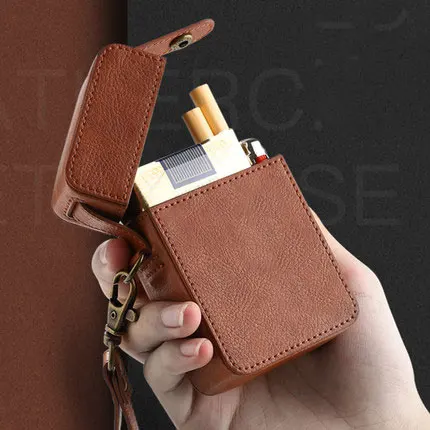 Вмещает 20 шт. кожаный чехол для сигарет в стиле ретро портативный шнурок