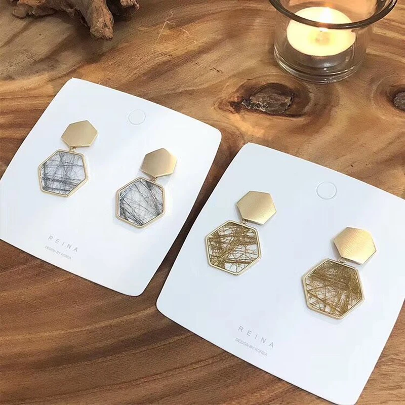 Женские Висячие серьги новые корейские Металлические с плоской геометрической