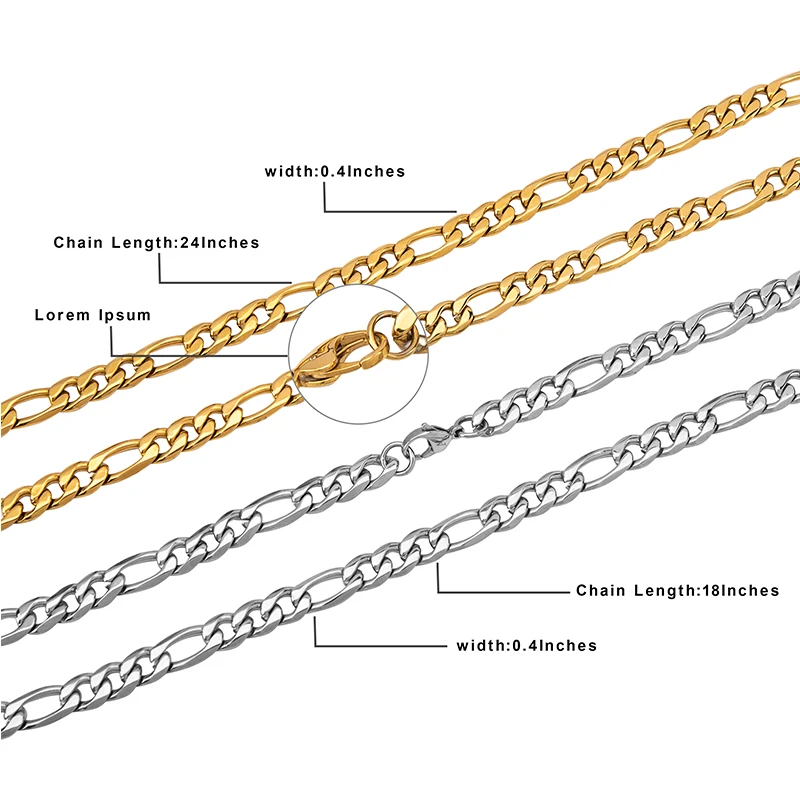 

Stainless Steel Necklace Chain Men Long Curb Link Choker Male Female Filled Solid Necklace Jewelry Christmas Gift