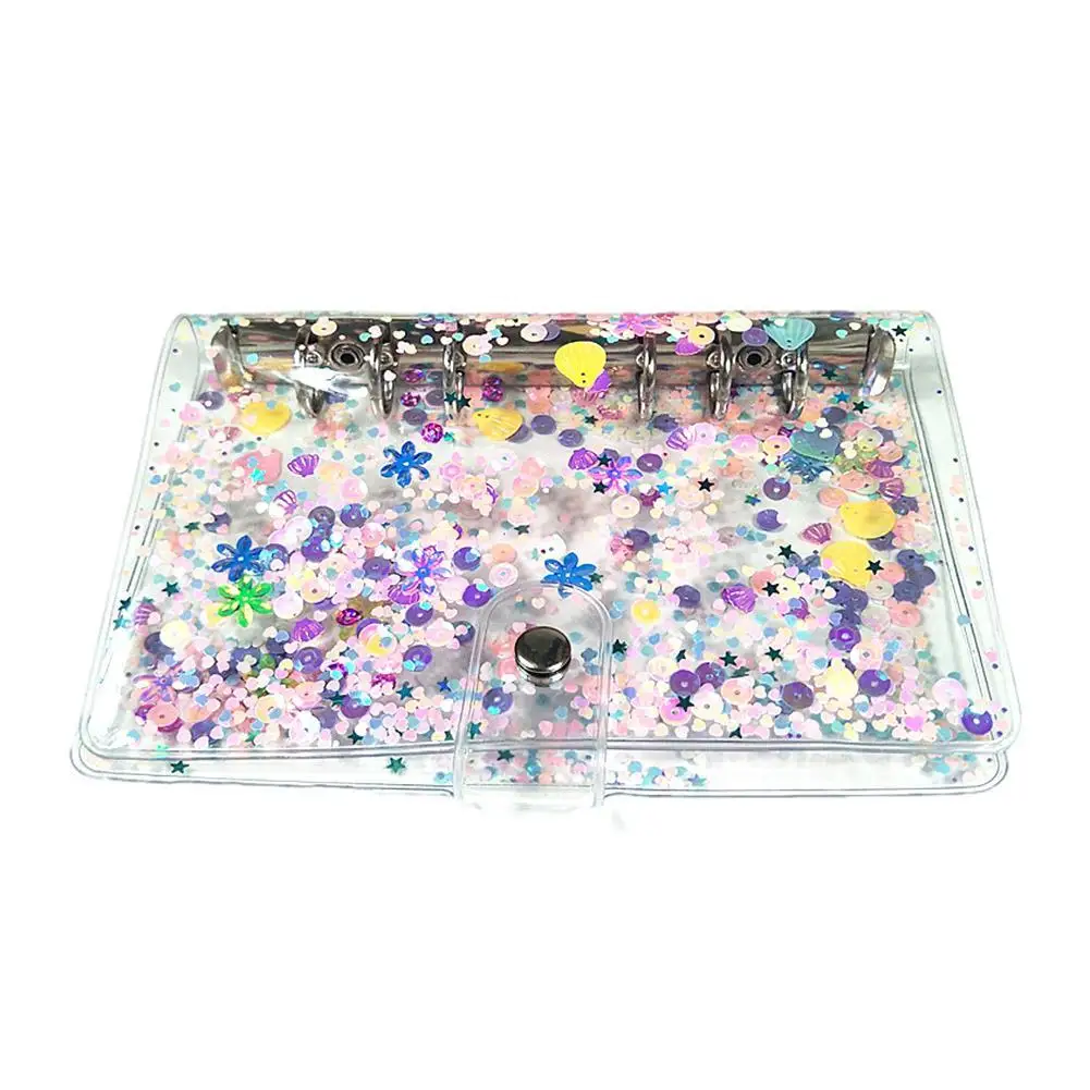 

Cute Transparent PVC Glitter Sequins Notebook Cover Organizer Rings Notebooks School A5/A6 Agenda 6 Office Planner Binder Z8R0