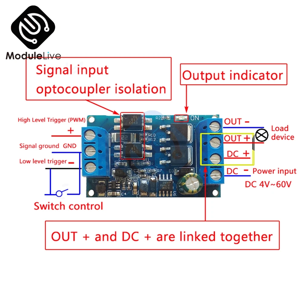 Motor Driver High-Power MOS FET Trigger Drive Switch Module PWM Adjustable Controller DC4 -60V Stepper Board | Обустройство дома