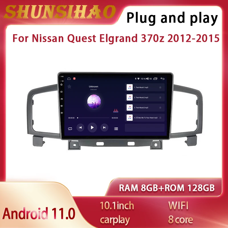 

GPS-навигация Android 11 для Nissan Quest Elgrand 370z 2012-2015 CarPlay Автомагнитола мультимедийный видеоплеер магнитофон 128G