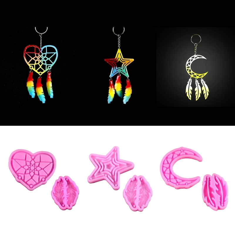 

1 Set Dream Catcher Epoxy Resin Mold Feather Earrings Keychain Silicone Mould