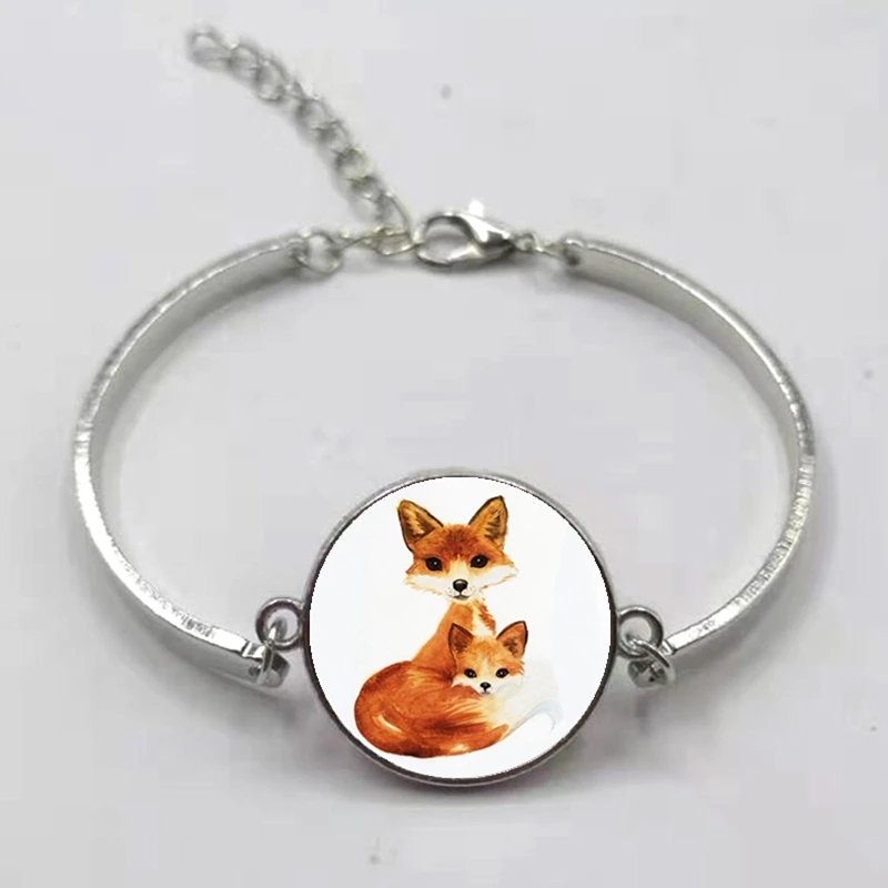 Новый Модный Цветочный браслет в виде лисы кожаный художественный стеклянный