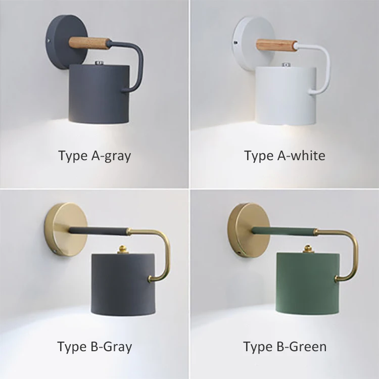 Настенная лампа в скандинавском стиле макарон прикроватные светильники для