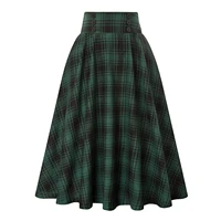 skirts women high waist new plaid pleated red green solid korean style sweet girls school students slim all match long skirt
