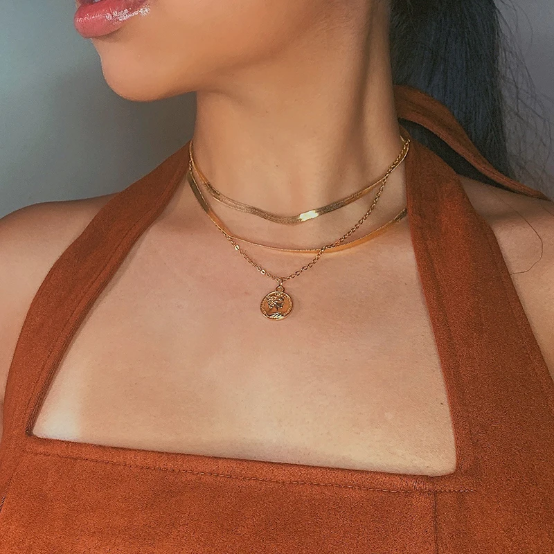 Ожерелье 17KM с зеленым камнем в стиле бохо для женщин модный многослойный чокер