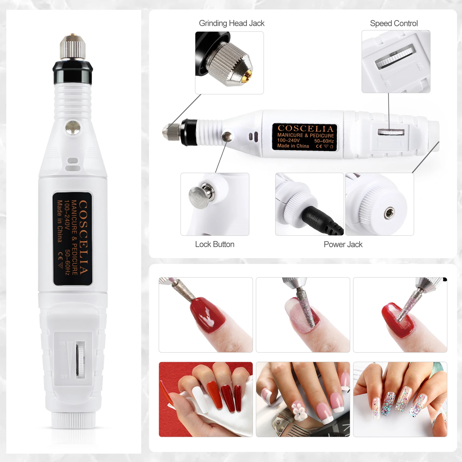 COSCELIA Manicure Kit Base Top Coat Nail Drill Machine Gel Polish Soak Off Art Design Tools UV LED Lamp Dryer | Красота и здоровье