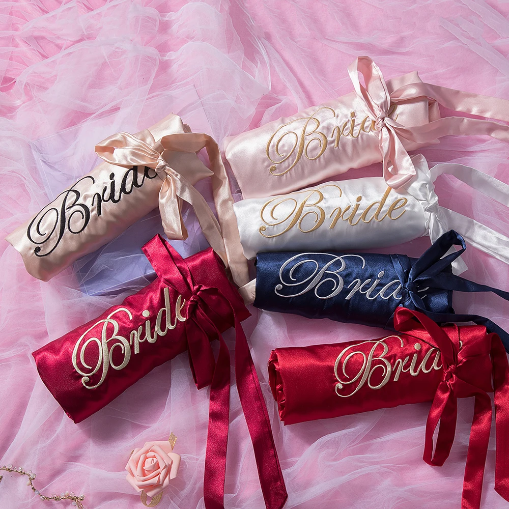 Ночная сорочка Женская атласная с вышивкой пикантный халат-кимоно свадебная