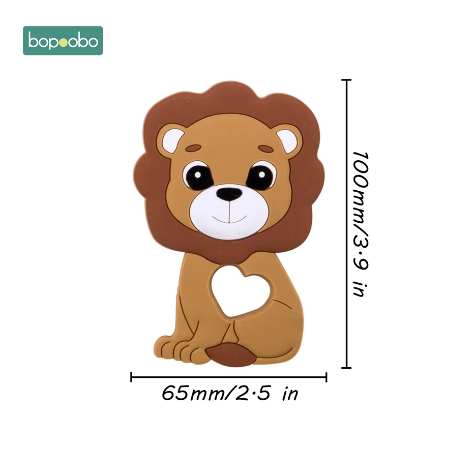 Bopoobo 1 шт., детский прорезыватель, соски, клипсы, подарок для ребенка, пищевые силиконовые грызуны, прорезыватель из бисера, BPA бесплатно, подарок для ребенка, игрушки, силиконовые бусины - Цвет: Brown Lion