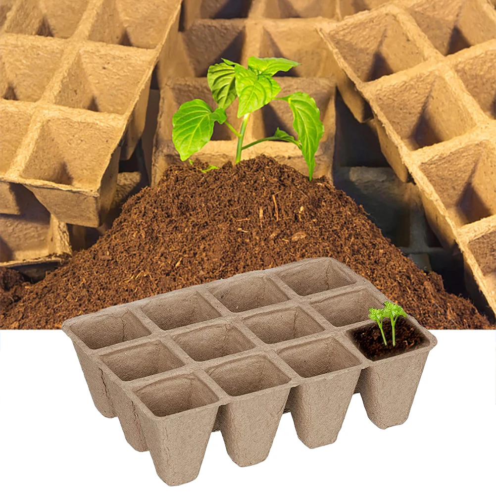 12-Hole Pulp Seedling Tray Disposable Nursery Degradable Garden Planter Eco-Friendly Plates Pots #40 | Дом и сад