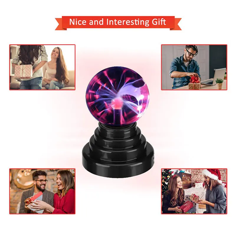 

USB Magic Glass Plasma Ball Night Light 7.5*10*14cm Lightning Ball Light Christmas Gift Novelty Decoration LED Lamp Star Style