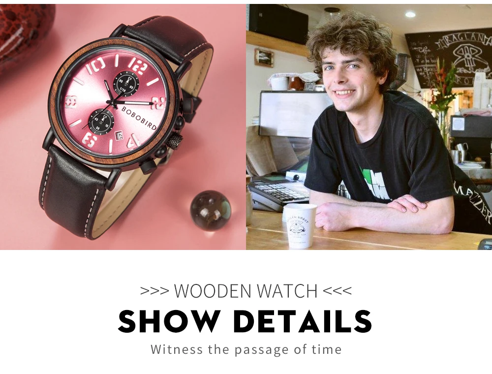 Reloj hombre BOBO BIRD водонепроницаемые часы для мужчин Топ роскошные стильные светящиеся часы Отображение даты деревянные часы для мужчин OEM Прямая поставка
