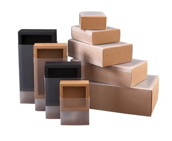 10 шт. коробка из крафт-бумаги с прозрачным окошком ПВХ | Дом и сад