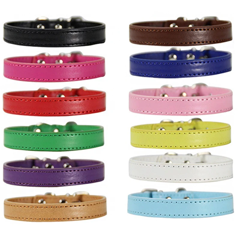 

1/pcs Wholesale Dog Collar for Small Medium Large Dogs Soft Leather Buldog Puppy Cat Dog Collars Dog Neck Strap Pet Accessories