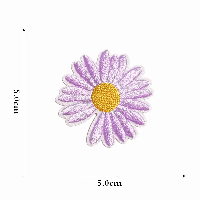 White pink purple Sunflower Daisy Flower Embroidered Iron On Patches for Clothes Dress Jacket Jeans Stickers DIY Patches images - 6