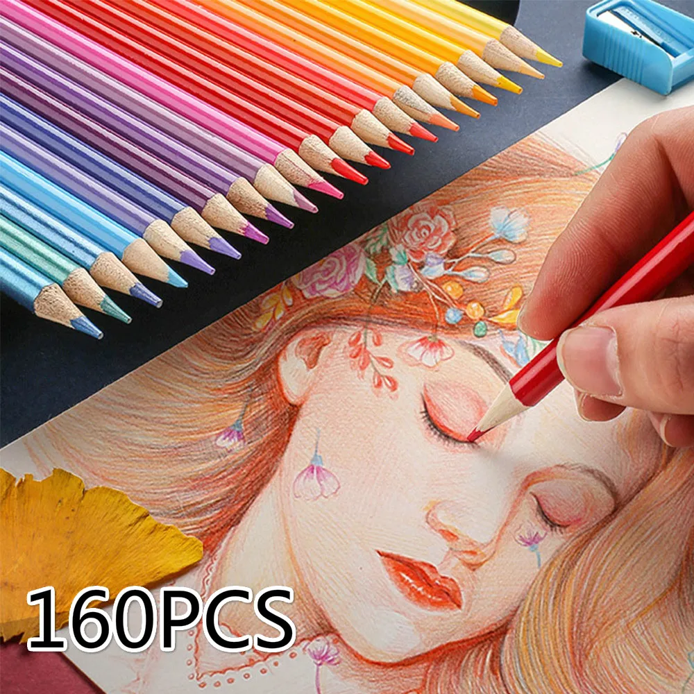 

160 Colors Watercolor Oil Color Pencils Wood Soft Set Oil HB Drawing Sketch For School Student Gift Art Supplies drawing pencils