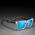 Женские поляризационные солнцезащитные очки KDEAM, классические квадратные солнцезащитные очки унисекс с синими светоотражающими линзами и полупрозрачной оправой