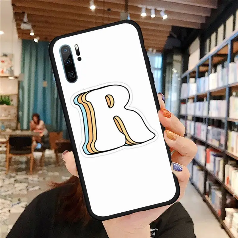 

Cute alphabet Phone Case For Huawei honor Mate P 9 10 20 30 40 Pro 10i 7 8 a x Lite nova 5t Soft Silicone Shell Cover Funda