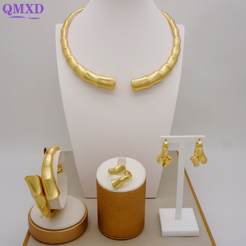 Luxury Brazilian Dubai Gold Color Italian Jewelry Set Exquisite Large Style Necklace set For Women Exaggerate Big Jewelry Sets