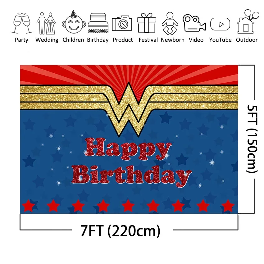 Wonder Girl вечерние фоны Wonder Woman Super Girl День Рождения украшения баннер Индивидуальные фотографии фон
