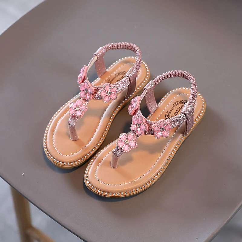 

Girl Sandals Summer Fashion Kids Baby Girls Bling Rhinestone Princess Single Sandals For Little Big Girl's Shoes