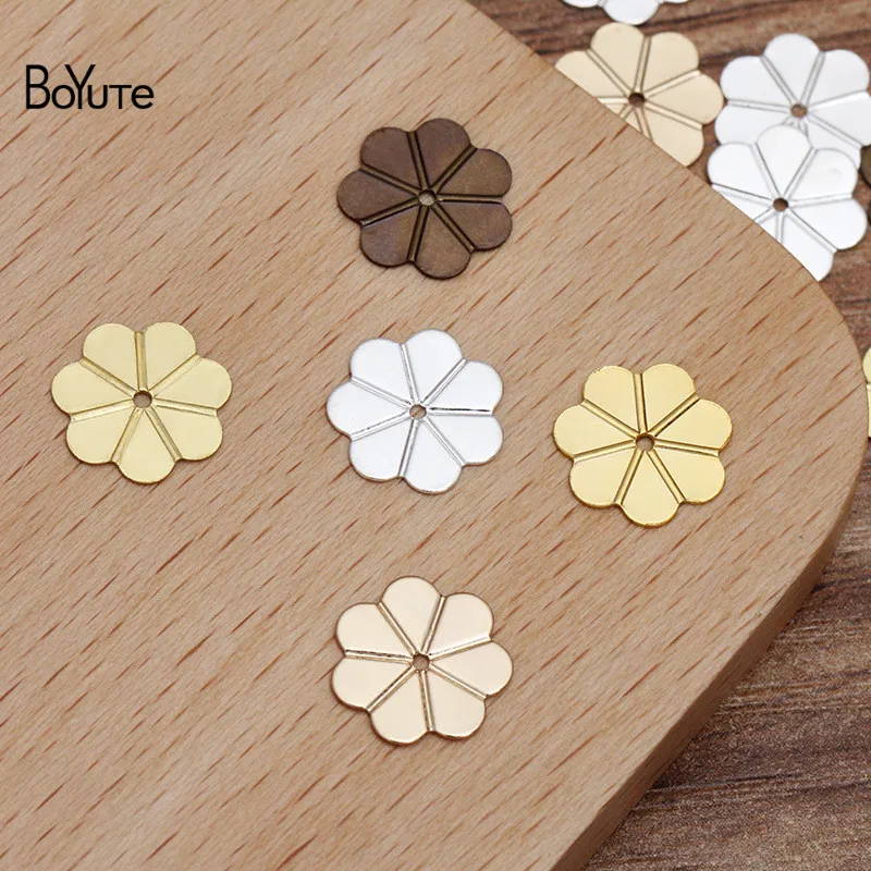 

BoYuTe Charms Wholesale 500Pcs 4 Colors 10MM Metal Brass Flower Charms Lot for Jewelry Making