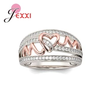 classic wedding band ring 925 sterling silver clear crystal paved love mom style jewelry for mothers day birthday gift