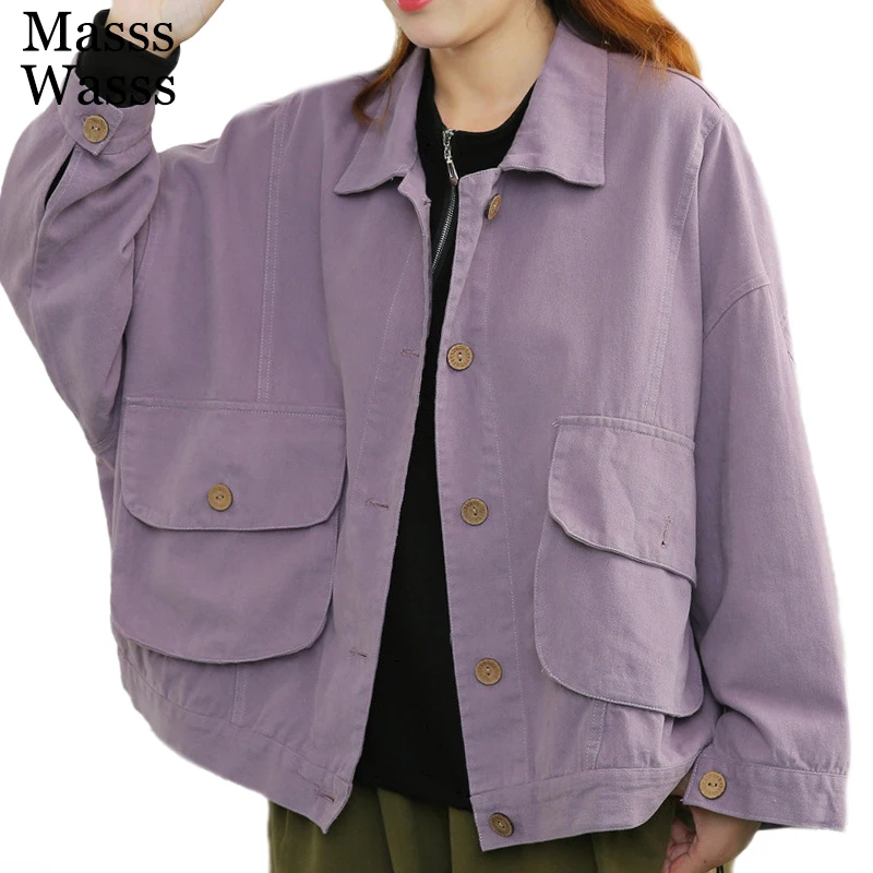 

Masss Wasss осень 2021 корейский дизайн карманы повседневные женские куртки на пуговицах Харадзюку женские Искусственные пальто элегантная свобо...