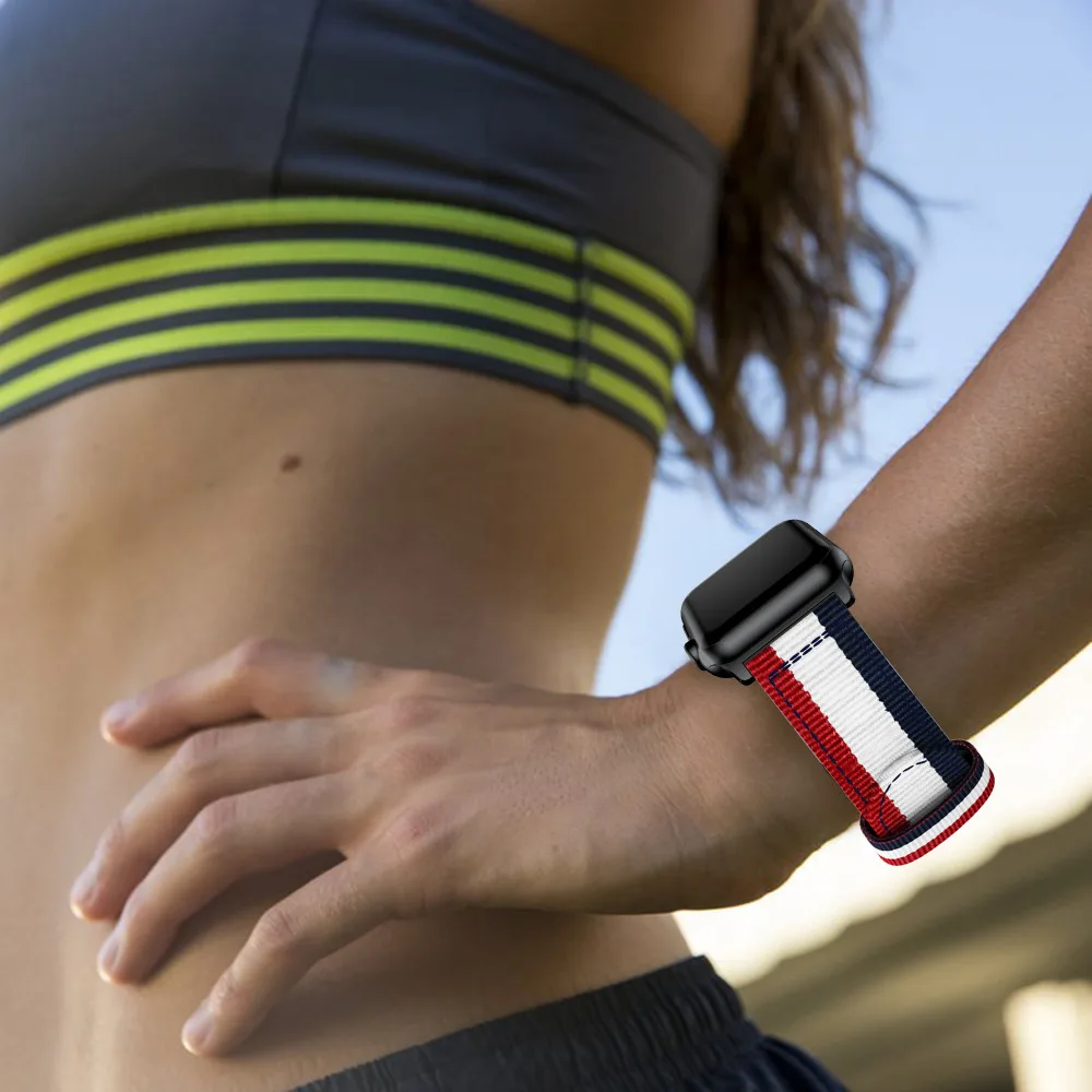 

Nato strap For Apple Watch 5 4 band 44mm/42mm iwatch 3 band 40mm/38m pulseira woven canvas wrist bracelet belt watch Accessories