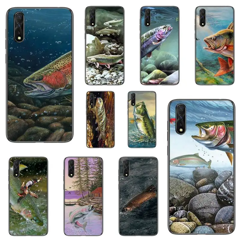 

Trout Panel Painting Fish Fishing Sport Phone Case For Redmi 4X 5plus 6 7 8 9 A Note 9s 4 8 T 9 10 pro Cover Fundas Coque