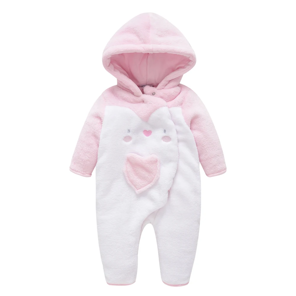 Big Promotion 0-3Months Warm Newborn Girl Boy Baby Pramsuits Hoodies Sleepsuit Romper Coral Fleece Winter Clothing Outerwear |