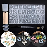 resin jewelry silicone mold alphabet letter resin molds uv resin jewelry necklace making tools set