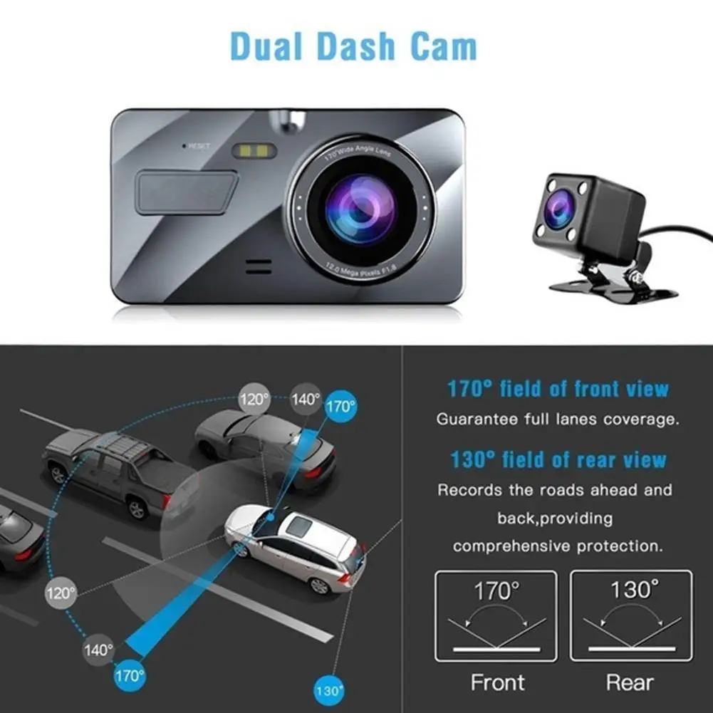 

2021 Dash Cam Car DVR Camera 4inch Full HD 1080P Drive Dashcam Auto Dashboard Box DVRs Video Recorder Dual Registrator Blac U7M6